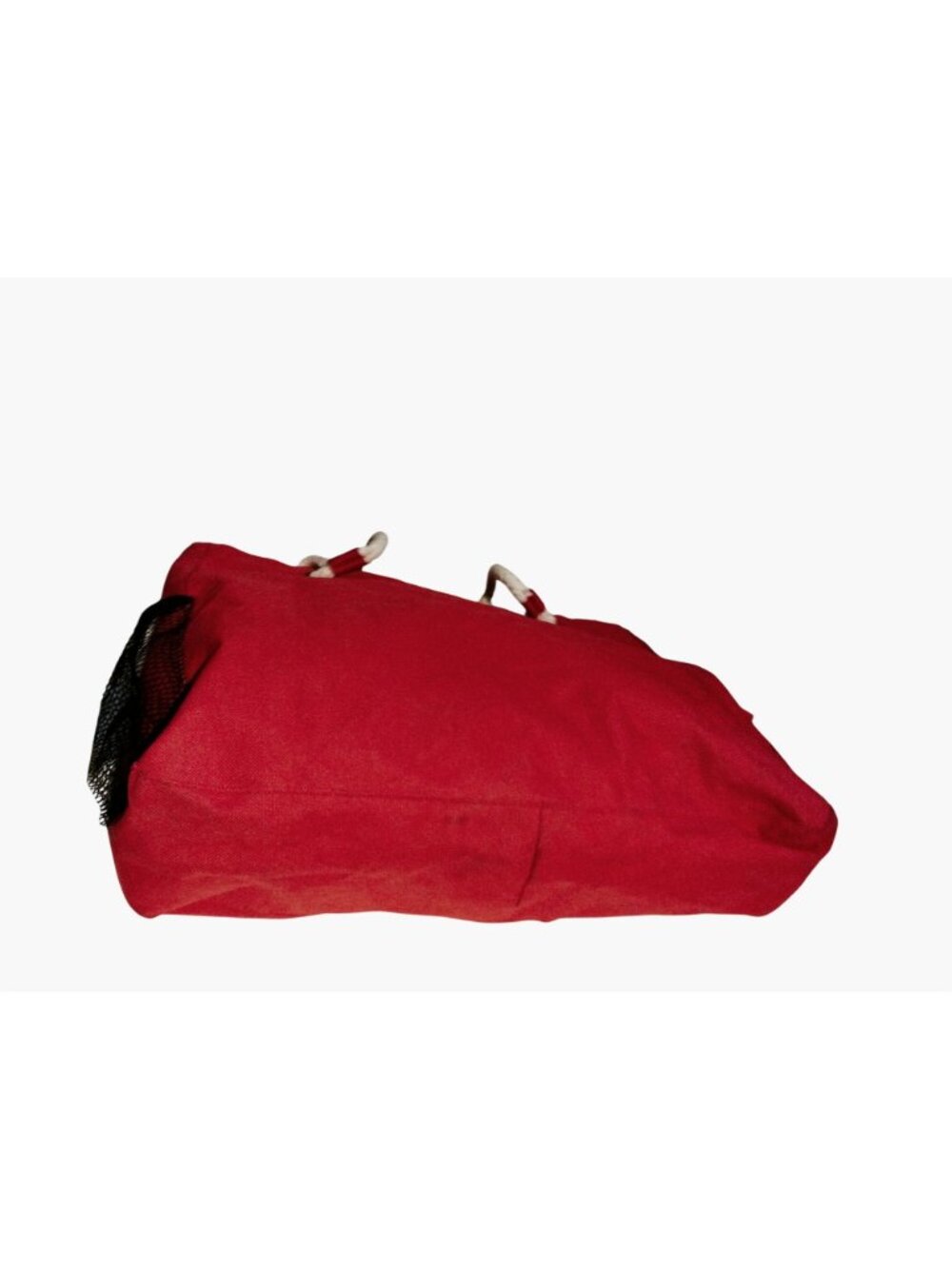 Red Canvas Drawstring Tote Bag Beachy Coastal - Picture 8 of 9